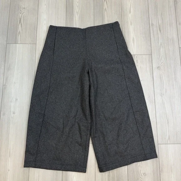 Lot Of 2 L'Eicnecra Casual Women's 36x23 Wool Cropped Pants Wide Leg Brown Gray